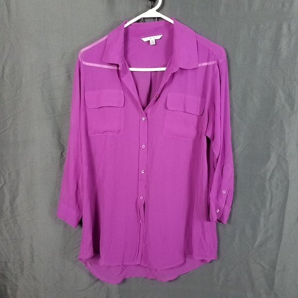 CAbi Purple Passion Sheer Large Blouse - Picture 7 of 13
